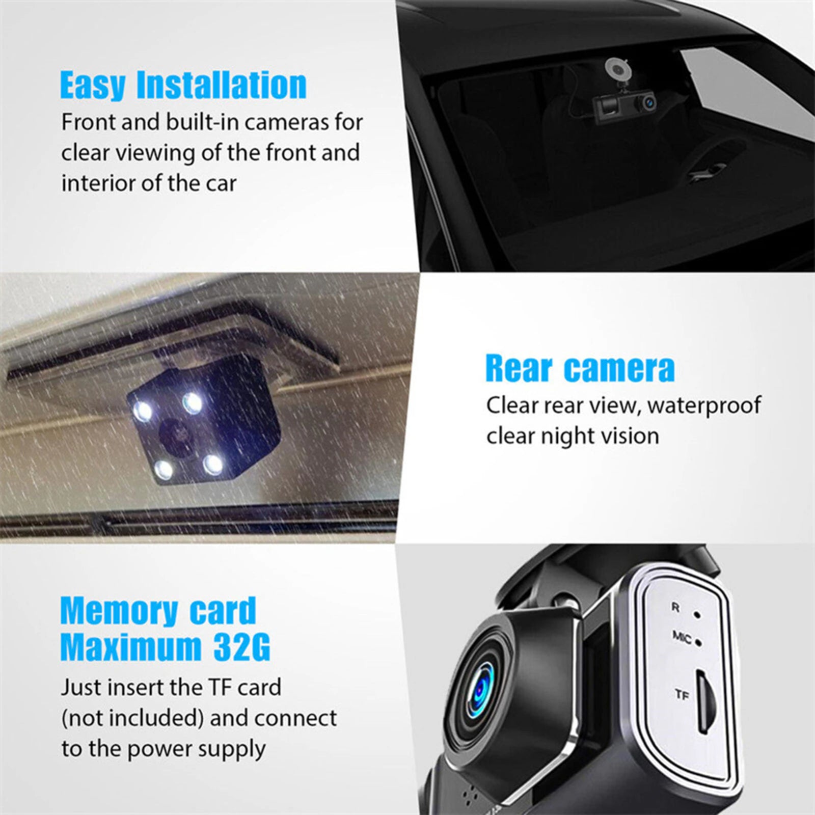 Car Dual Lens Dash Cam HD 1080P Front/Rear/Ins