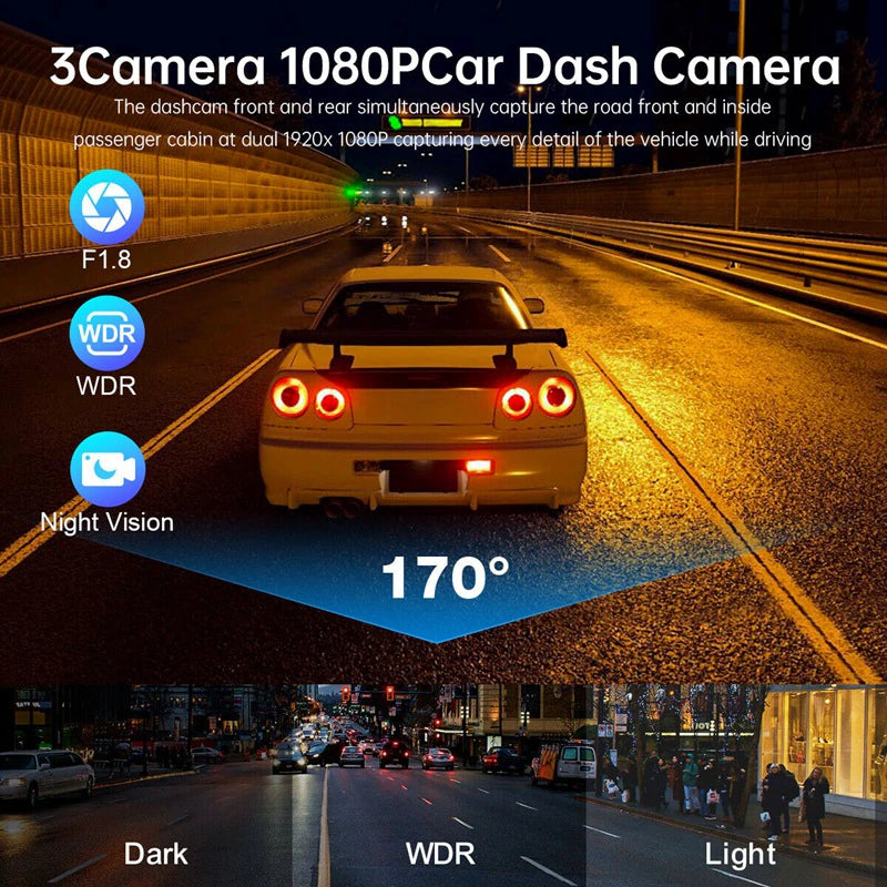 Car Dual Lens Dash Cam HD 1080P Front/Rear/Ins