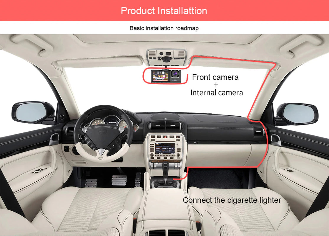 Car Dual Lens Dash Cam HD 1080P Front/Rear/Ins