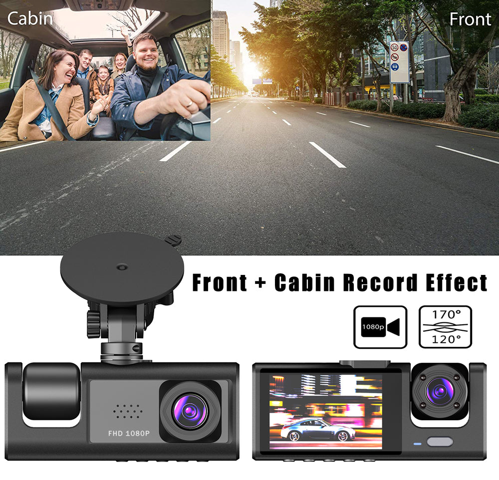 Car Dual Lens Dash Cam HD 1080P Front/Rear/Ins